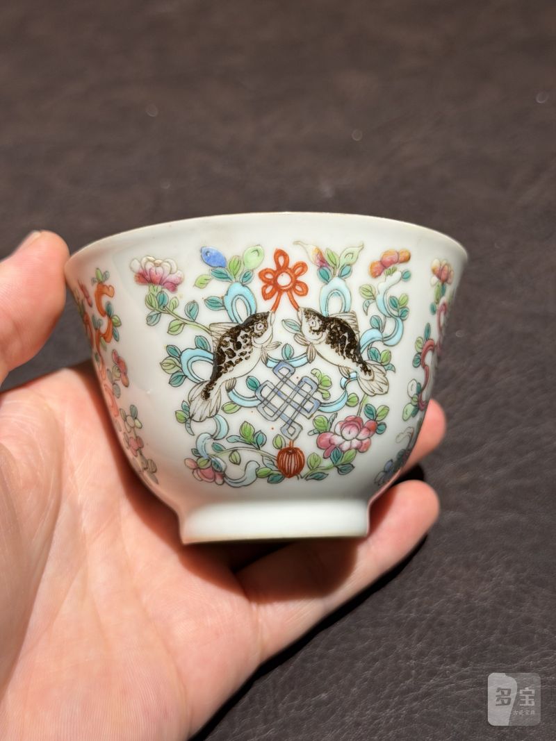 清同治 粉彩八宝杯一对 - 图15